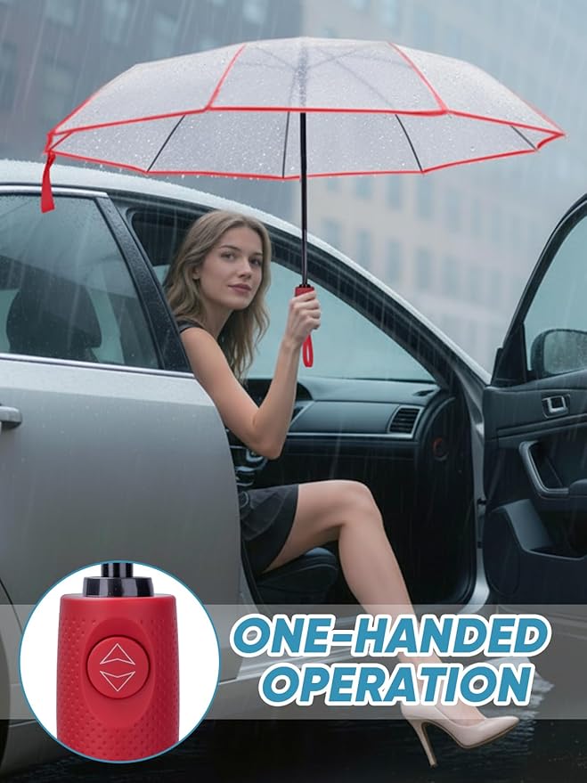 PTEROMY Windproof Travel Umbrellas for Rain and Sun, Withstands 85MPH Winds Auto Open Close Folding Umbrella with Ergonomic Handle, Quick Dry Canopy for Commuting or Backpack