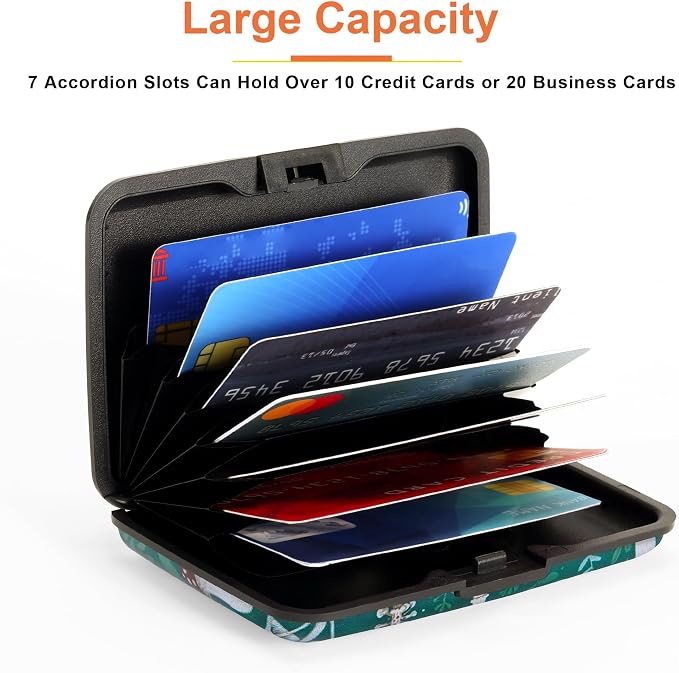 Mayski Credit Card Holder, RFID Blocking, Aluminum Alloy Hard Case, Small Mini Business Metal Wallet for Women Men, Mushroom