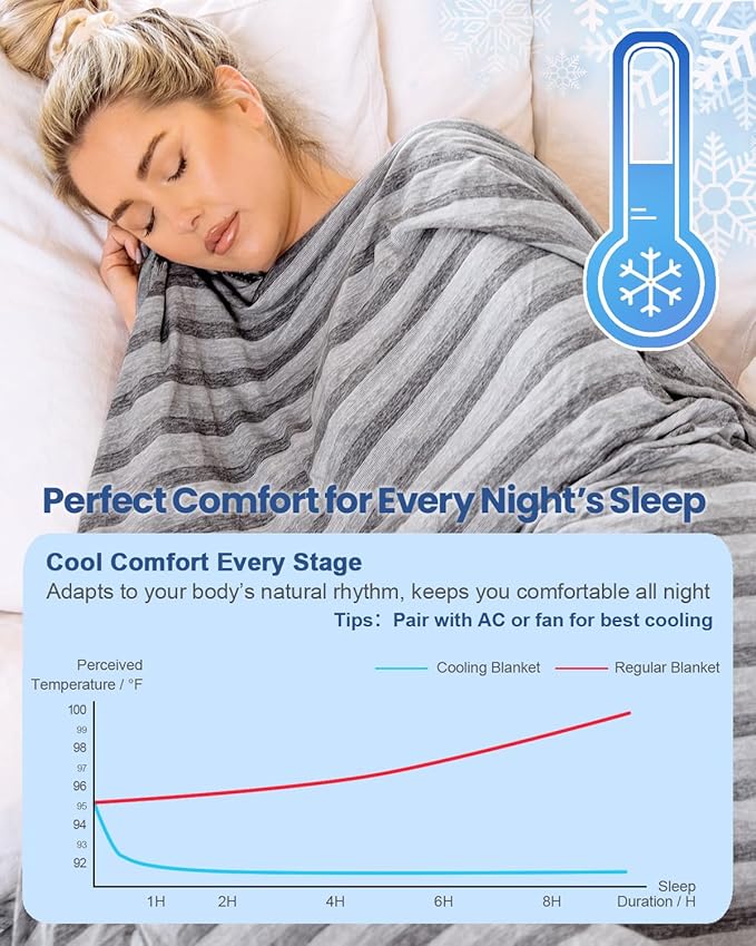 Ailemei Direct Cooling Blanket for Hot Sleepers,Double Sided Cold Effect,Queen Size Lightweight Breathable Summer Large Big Blankets for Bed,Transfer Heat to Keep Body Cool Night Sweats,90"x90"