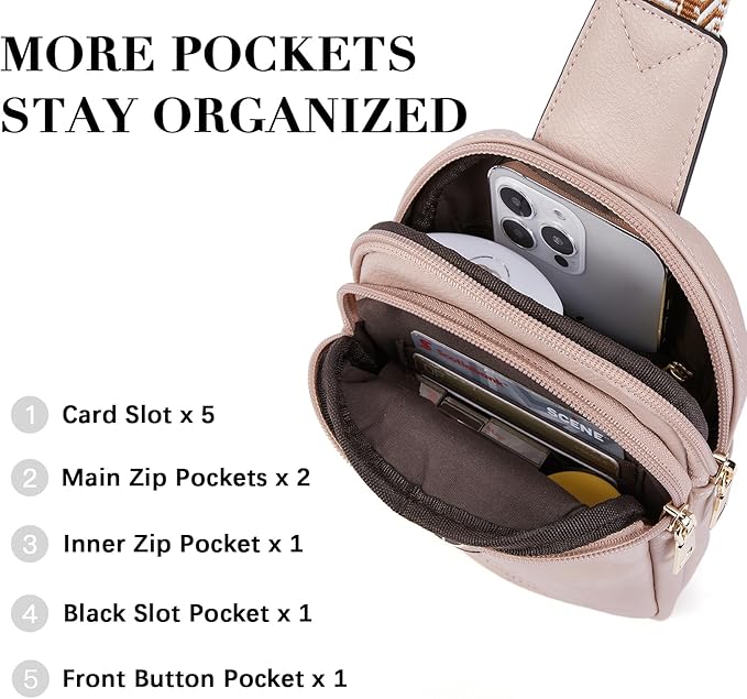 BOSTANTEN Sling Bag Crossbody Bags for Women Trendy Crossbody Purse Leather Chest Bag