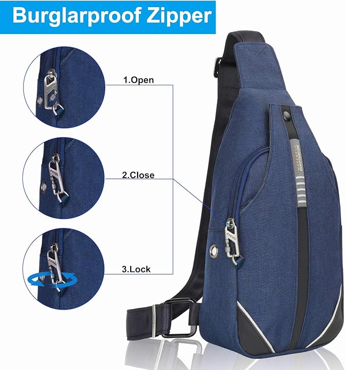 WATERFLY Mini Crossbody Sling Backpack Anti Theft Backpack for Traveling Chest Shoulder Bag