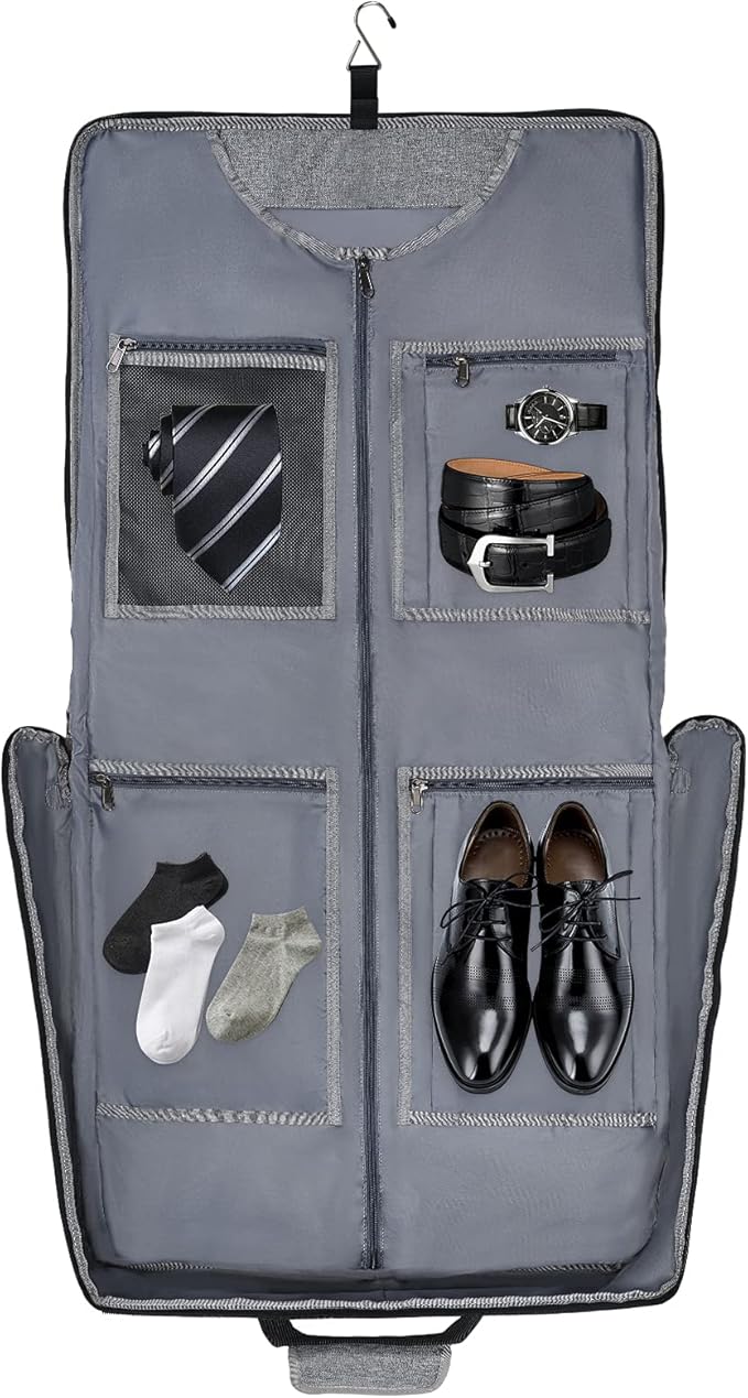 Modoker Carry On Garment Bags for Travel Hanging Clothes Suit Bag Luggage Organizer, Foldable Suit Carrier Gift for Men Women