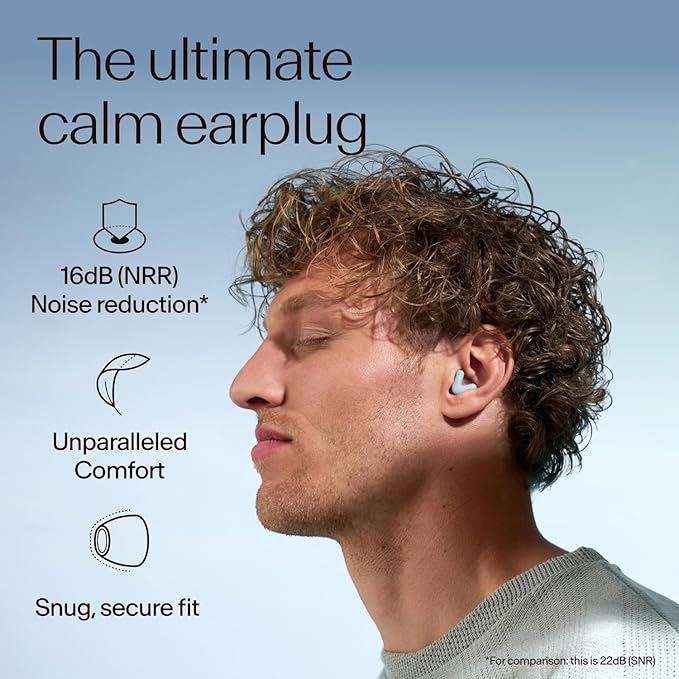 Alpine Silence Earplugs for Sleep, Focus & Travel - V-Shape Snug Fit & Soft Oval Tips – 4 Sizes XS/S/M/L - Comfortable, Reusable Hearing Protection - up to 25dB – Blue