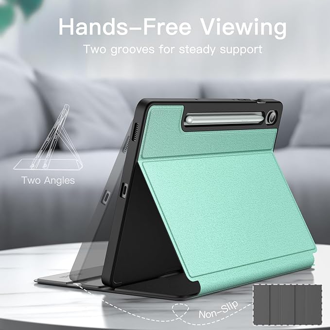 JETech Case for Samsung Galaxy Tab S10 Lite / S10 FE / S9 FE 10.9-Inch with S Pen Holder, Slim Folio Stand Protective Tablet Cover, Multi-Angle Viewing (Green)