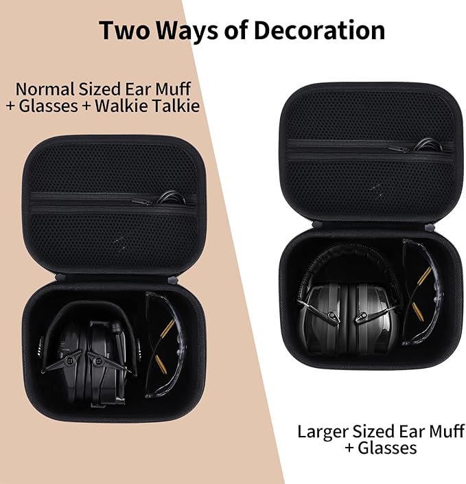Lebakort Storage Case Compatible with Walker's Razor Slim Electronic Earmuff Walker's Walkie Talkie/PROHEAR 066 030 / Howard Leight Honeywell Impact Sport Electronic Muffs(Case Only)