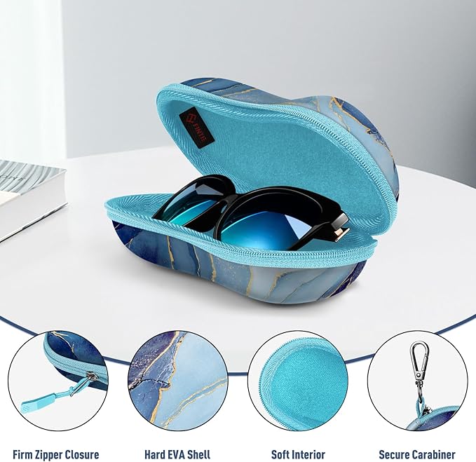 FINTIE Sunglasses Case, Hard EVA Shell Shockproof Sport Glasses Case with Metal Carabiner Travel Zipper Eyeglasses Holder