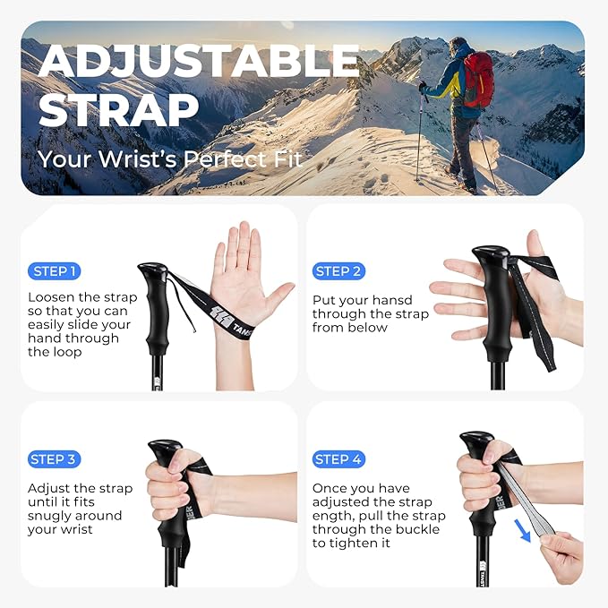Trekking Poles for Hiking - Collapsible Lightweight 7075 Aluminum Hiking Sticks, 43-53 Inch Adjustable Tri-Fold Walking Poles with Anti-Slip EVA Grip for Men and Women