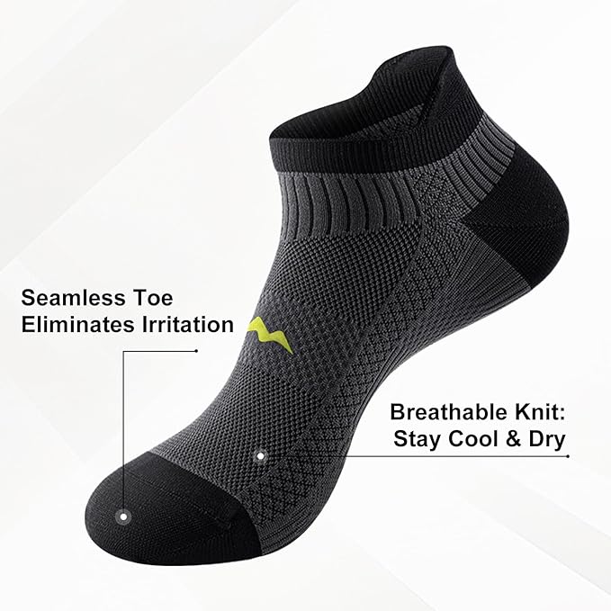 Ankle Compression Socks for Men and Women 6 Pairs, Low Cut Breathable Seamless short Running Socks with Arch Support
