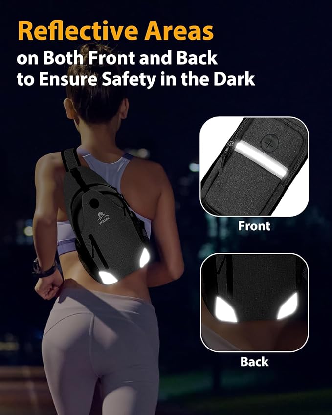 Sling Backpack for Women & Men, Crossbody Travel Bag with Water Bottle Holders, 17 Pockets, Quick-Access Phone Pocket, Hidden Security Pocket, Fits 11" Tablet, for Daily Carry, Travel, Theme Parks