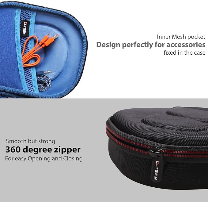 LTGEM Case Compatible with JBL Tune 770NC / 510BT / 720BT / 520BT / 520C / 670NC, for JBL Live 770NC / 670NC / 680NC / 780NC Headphones, Black+Blue