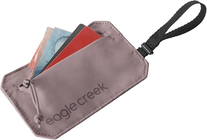 Eagle Creek Undercover RFID Hidden Pocket – Travel Security Pouch with RFID Blocking – Lightweight, Wear Under Clothing – Zippered Passport & Card Holder – Adjustable Strap – Orchid