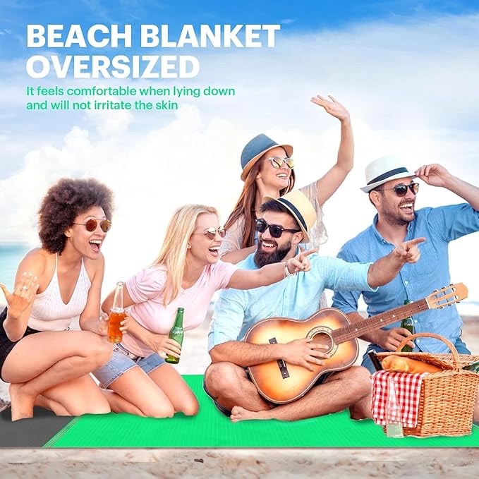EASYFUN Beach Blanket Sandproof Oversized, 79''×83'' Extra Large Beach Mat, Portable Picnic Mat for Travel Camping Hiking, Lightweight Beach Essentials Family Water Resistant Mat