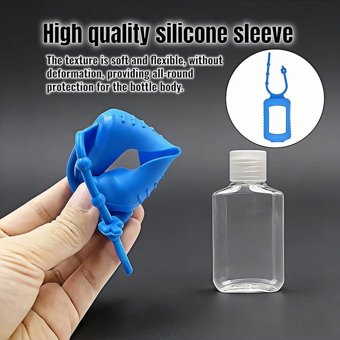 4-Pack Travel Refillable Leak Proof Squeeze Bottles with Silicone Sleeve & Keychain - 2oz/60ml Clear PETG Plastic Toiletry Containers for Hand Sanitizer, Lotion, Shampoo, Outdoor Essentials