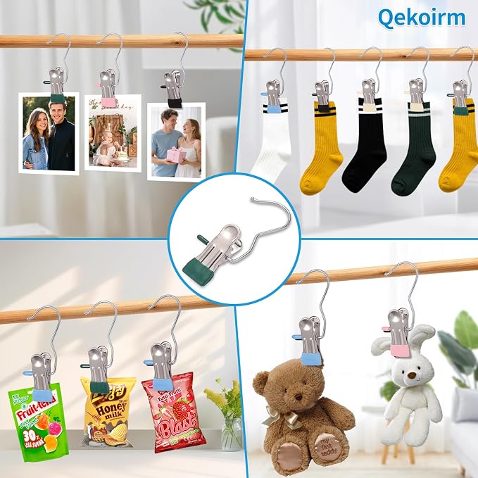 30 Pack Heavy Hanger Clips for Closet, Laundry Hooks Hanging Clips with, Clothespin for Clothes Pants,Clothes Pins Multi-Purpose Clip Big Hangers & Pants Clip Hangers for Hats Socks Towels Travel