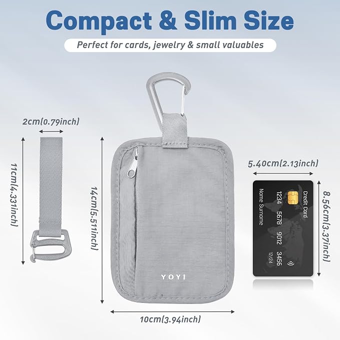 YOYI YOYI Hidden Travel Wallet with RFID Blocking – Clip Stash Pouch, Water-Repellent Breathable Quick-Dry Travel Wallet with Dual Carry Options