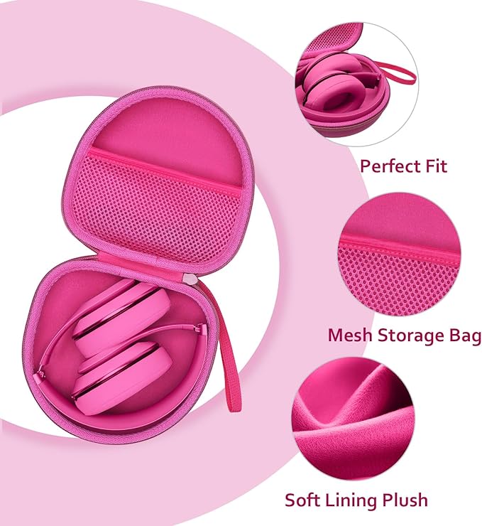 Headphone Headset Case for Beats/JBL/JLab/TOZO/BERIBES/Picun/KVIDIO Noise Cancelling Over-Ear Foldable Headphone (Rose)