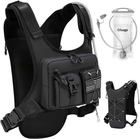 Criuage USA Patent Running Hydration Vest Backpack, Lightweight Chest Pack with 2.0L Water Bladder Bag Daypack for Hiking Running Cycling Race Marathon for Women Men