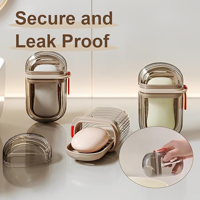 Travel Soap Case Portable Set of 2 - Leakresistant and Waterproof Small Soap Containers with Lid for Bathroom, Shower, Gym, or Travel - Efficient Drainage Design Keeps Soap Dry and Secure