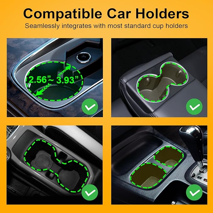 Cup Holder Expander (Adjustable Holder & Base, Auto-Fit Hold, One Button Open), Car Cup Holder Expander for Yeti, Hydro Flask, Nalgene, Owala, Bottles in 2.6"- 4.8" (Light Black, 2 Pack)