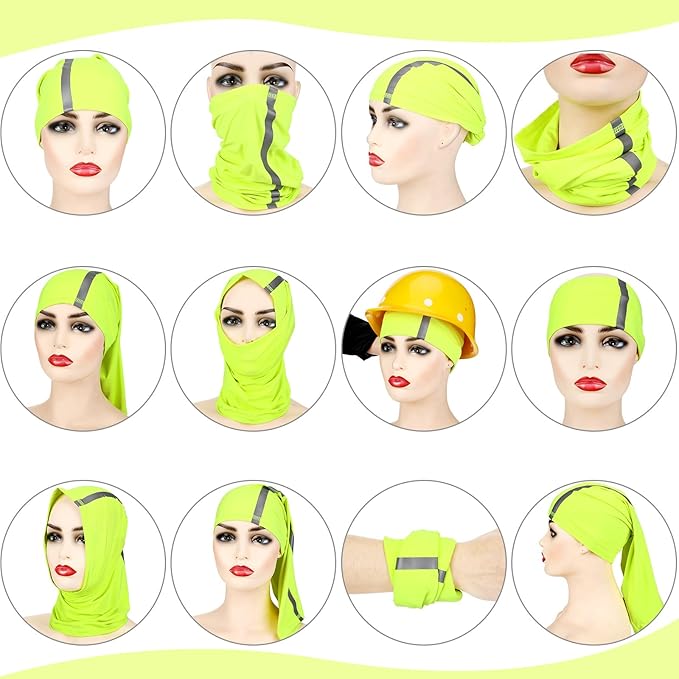SATINIOR 4 Pcs Neck Gaiter Face Mask for Men Reflective Face Cover Scarf Summer UV Sun Protection Balaclava Bandana for Work