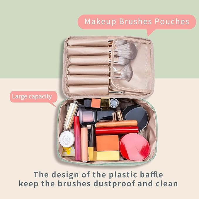 Queboom Travel Makeup Bag Cosmetic Bag Makeup Bag Toiletry bag for women and men (Green)