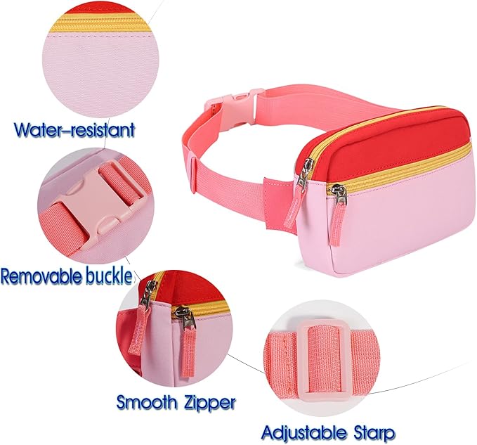 Fanny Pack Birthday Graduation Gifts for 7 8 9 10 11 12 13 Year Old Teen Girls Her Kids, Preppy Cute Trendy Stuff Colorblock Crossbody Bag Adjustable Belt Bags for Travel Essentials