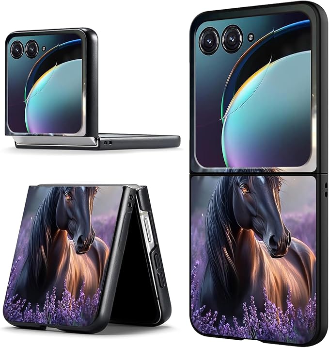 for Motorola Razr Plus 2025 Case,for Razor Plus 2025 Phone Case Cute Slim Hard PC Ultra-Thin Anti-Scratches Shockproof Protective Cover,Horse Purple Lavender