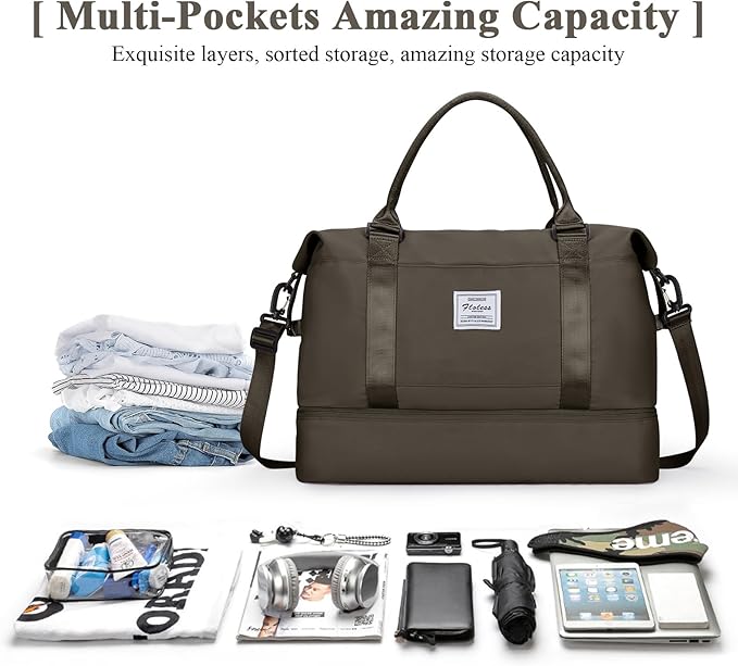 Travel Duffel Bag with Shoes Compartment, Overnight Weekender Bags for Women,Carry on Personal Item Bag