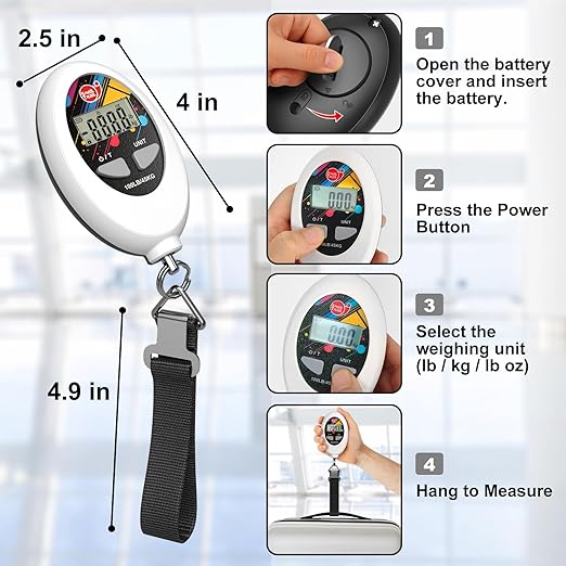 SNAIL TRAIL 100 lbs (45 kg) Digital Luggage Scale, Portable Suitcase Weigher, Travel Bag Weight Scale, Handheld Baggage Weigh Machine, Gift for Travelers