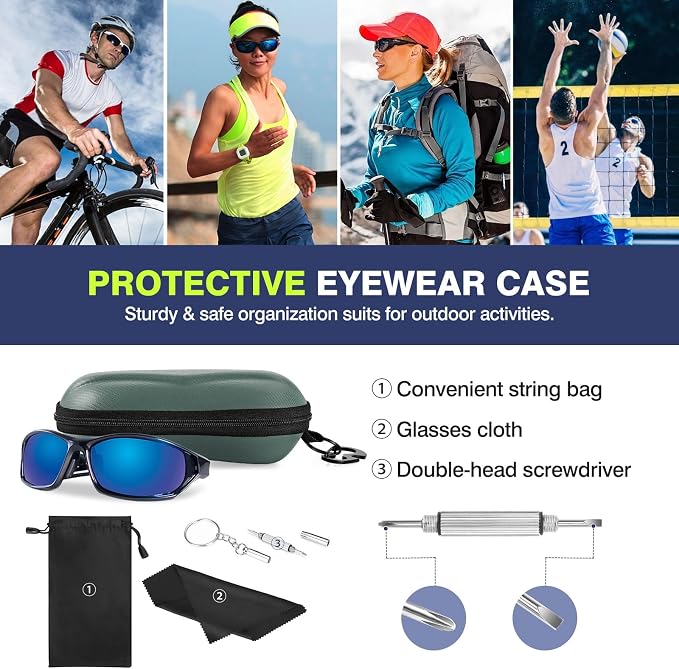 MoKo Semi Hard Shell Sunglasses Case, Unisex Protective Eyeglass Case Glasses Case Holder with Metal Hanging Hook