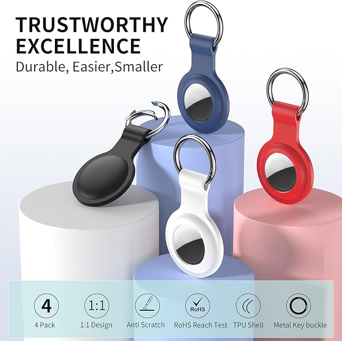 Compatible with AirTag Holder Case Keychain 8 Pack, for AirTag 1st & 2nd Generation Key Chain Ring Case Cover for Air Tag Holder GPS Tracker Item Air Tags Finders Air Tagholder for Kids,Bags,Luggages