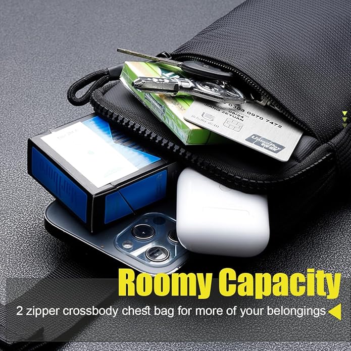 USHAKE Mini Sling Bag for Men Women - Small Crossbody Bag Casual Phone Chest Bag for Hiking Traveling Gifting