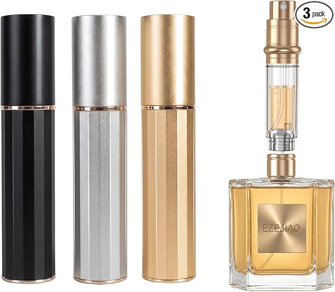 3PCS Perfume Travel Refillable, Perfume Atomizer Travel Perfume Bottle Refillable 5ml, Fast-Filling Leakproof Cologne Travel Bottle, Fragrances Dispenser Perfume Atomizer Spray for Men & Women