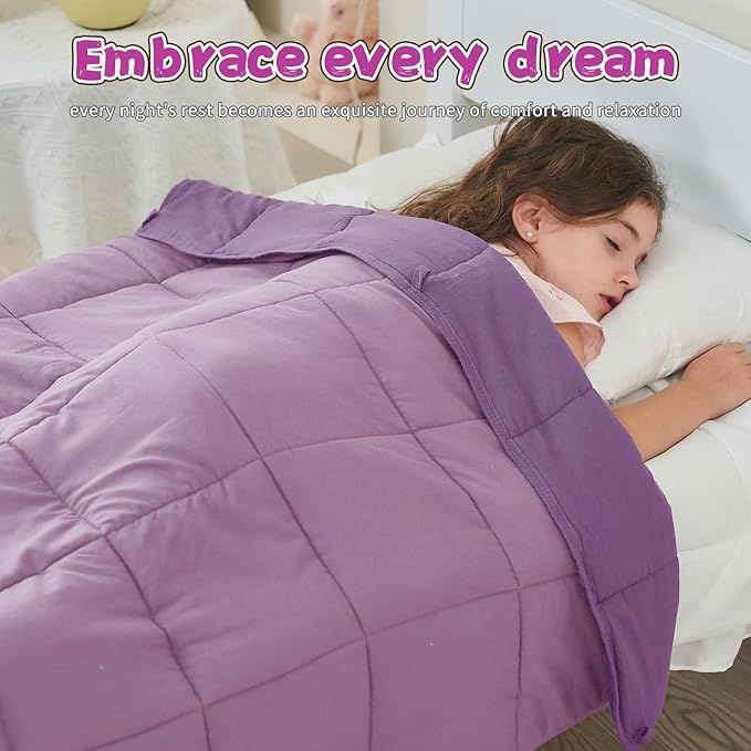 Purple Weighted Blanket Kids 5lbs, 36"x48", Cooling Heavy Throw Blanket for 20-40lbs, Microfiber Soft Thick Big Blankets Weighted Comforter Breathable Gifts for Sleeping
