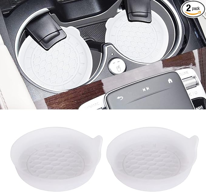 Amooca Automotive Cup Holders Universal Car Cup Coaster Waterproof Non-Slip Sift-proof spill Holder Car Interior Accessories 2 Pack White