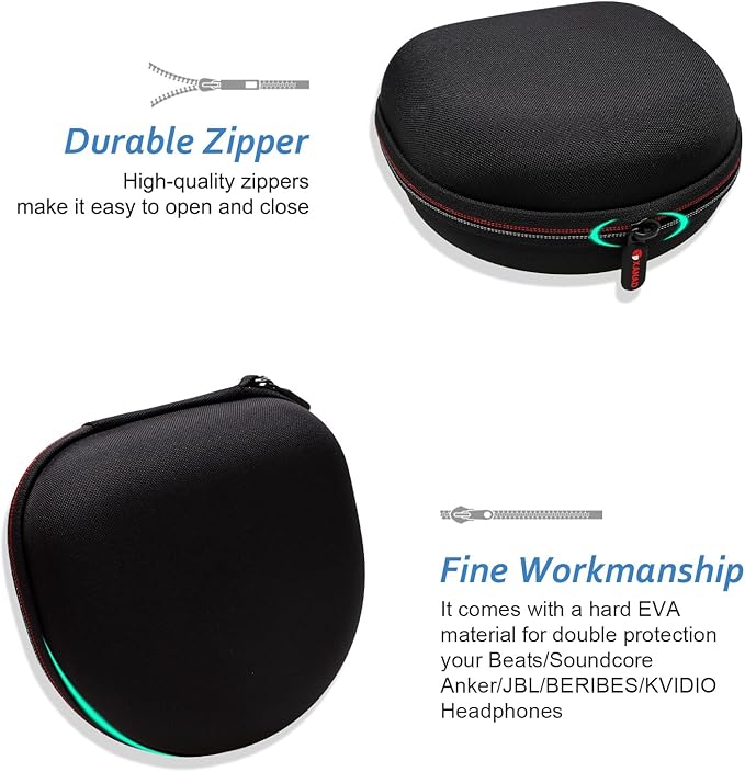 Headphone Headset Case for Beats Studio Pro/JLab JBuds Lux ANC/JLab Go Lux ANC/JBL/TOZO/BERIBES/Picun/KVIDIO Noise Cancelling Over-Ear Foldable Headphones, Black