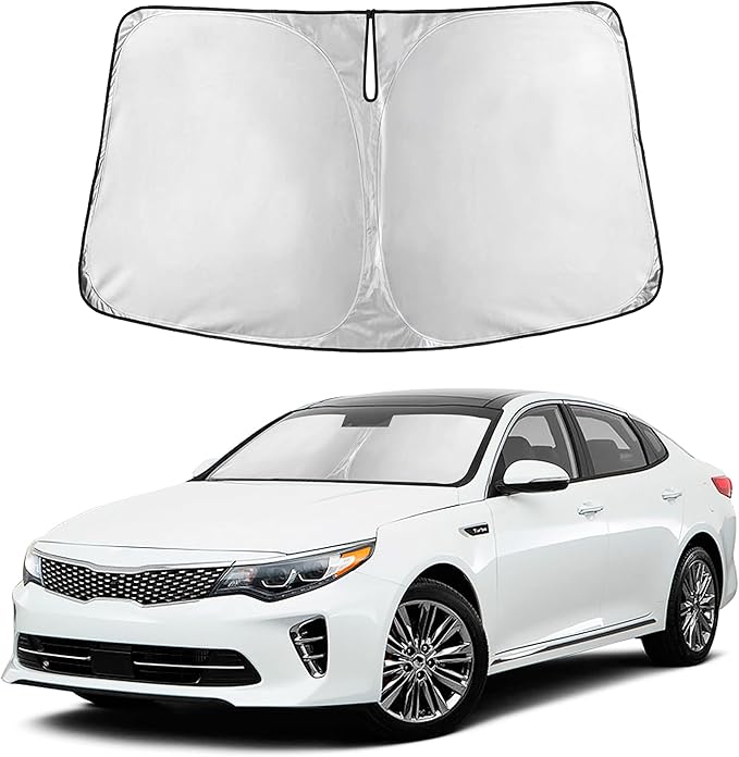 Autovir Windshield Sun Shade Fit for 2016-2018 2019 2020 Kia Optima Sunshade, Front Car Window Shades Sun Visor, Blocks UV Rays & Heat, Car Accessories