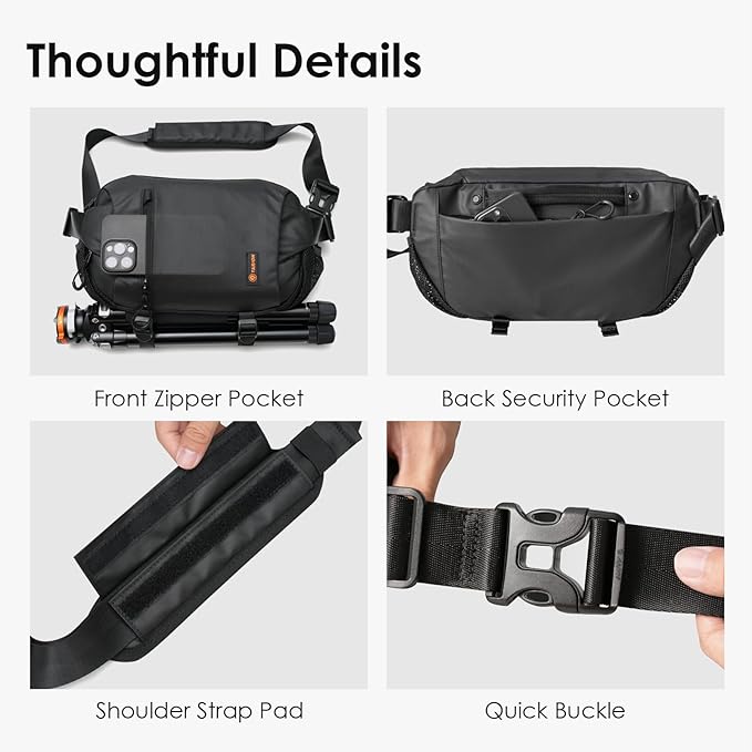 TARION Urban Camera Sling Bag - Waterproof 5.5L Crossbody Bag with Expandable Wet/Dry Separation Pocket & Tripod Strap - XProber