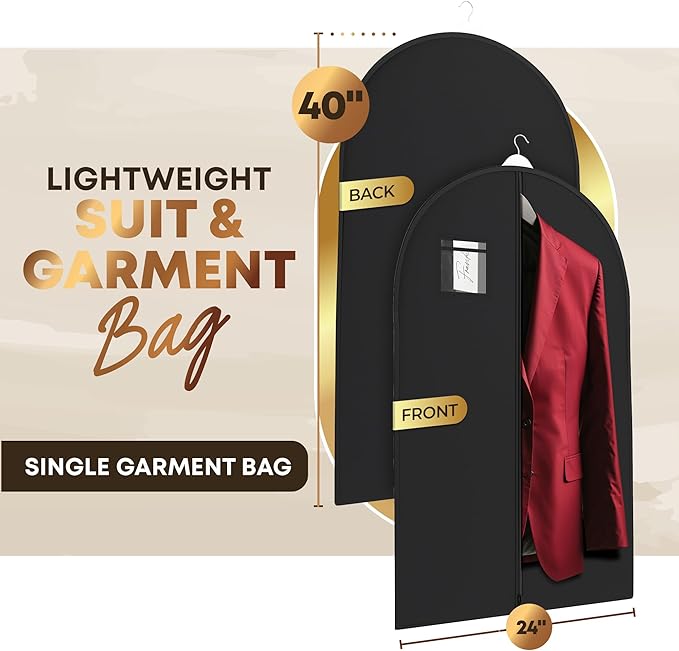 Navy Suit Garment Travel Bags - 40" X 24" - By Your Bags (Black, 1 Pack)