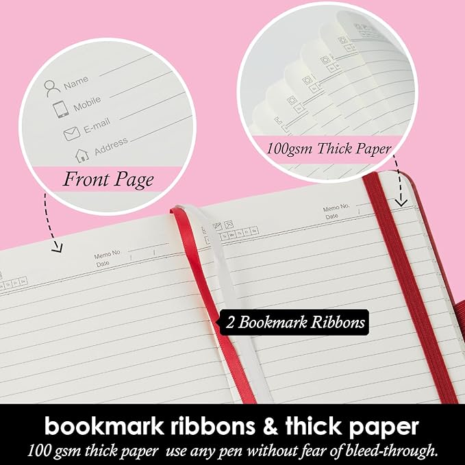 NIRMIRO Small Notebook Journals, 3 Pack Mini Pocket Note pads for Men & Women Writing, A6 Small Leather Notepad 3.7" x 5.7" with Pen, Black, Red, Green
