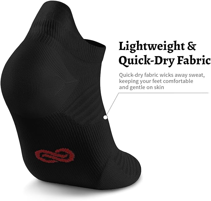 Compression Running Ankle Socks (6 Pairs) for Men & Women, Running Socks With Arch Support