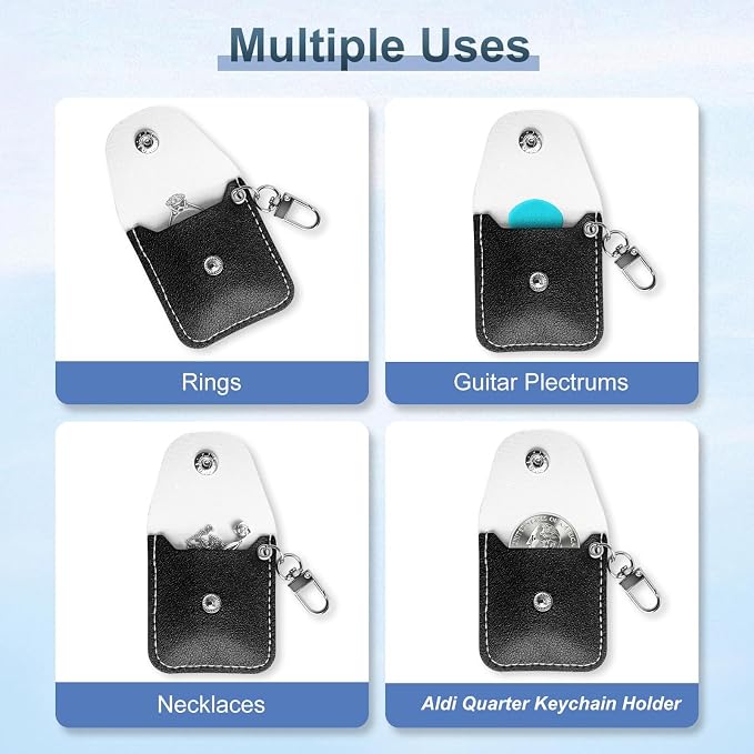 Leather Ring Holder Keychain for Gym, Portable Jewelry Travel Ring Keeper Case for Wedding ring and Necklaces