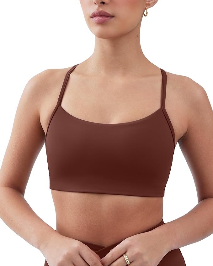 PAVOI ACTIVE Yoga Racerback Bras for Women - Buttery Soft Low Support Scoop Neck Y-Back Thin Strap Sports Bra - FlexFlow