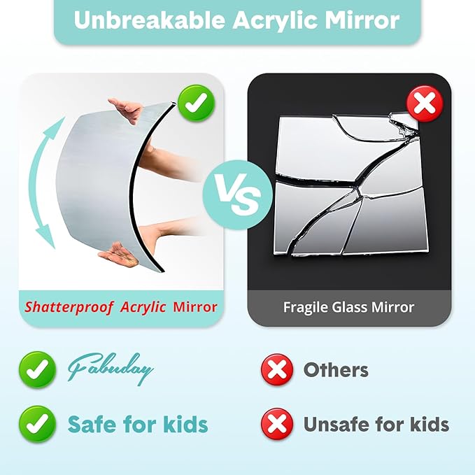 Fabuday Lighted Hanging Mirror for Dance Backstage - Rechargeable Folding LED Full Length Mirror with Lights for Dancers, Portable Foldable Travel Body Mirrors, Brightness Adjustable, Cyan