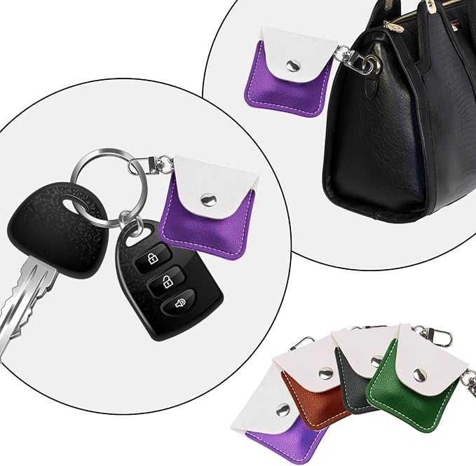Leather Ring Holder Keychain for Gym, Portable Jewelry Travel Ring Keeper Case for Wedding ring and Necklaces