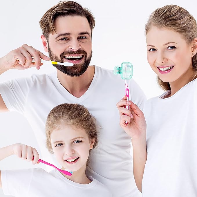 Hxezoc 4 Pack Travel Toothbrush Head Covers Toothbrush Protector Cap Brush Pod Case Protective Portable Plastic Clip for Household Travel, School, Bathroom, Camping, Business