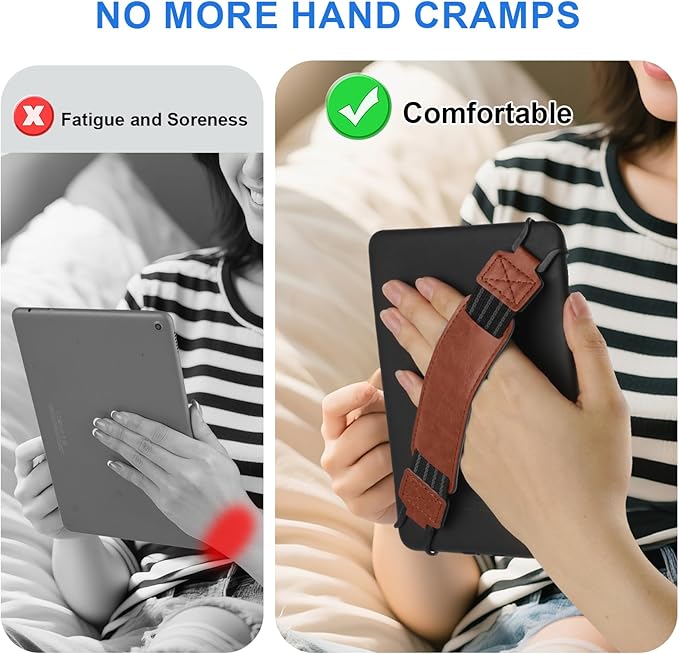 HoYiXi Universal Soft Hand Strap for 6-7 Inch eReader Tablet, Compatible with Kobo/Pocketbook/Tolino/Paperwhite/Nook, High Elasticity Hand Strap for Tablet, Brown