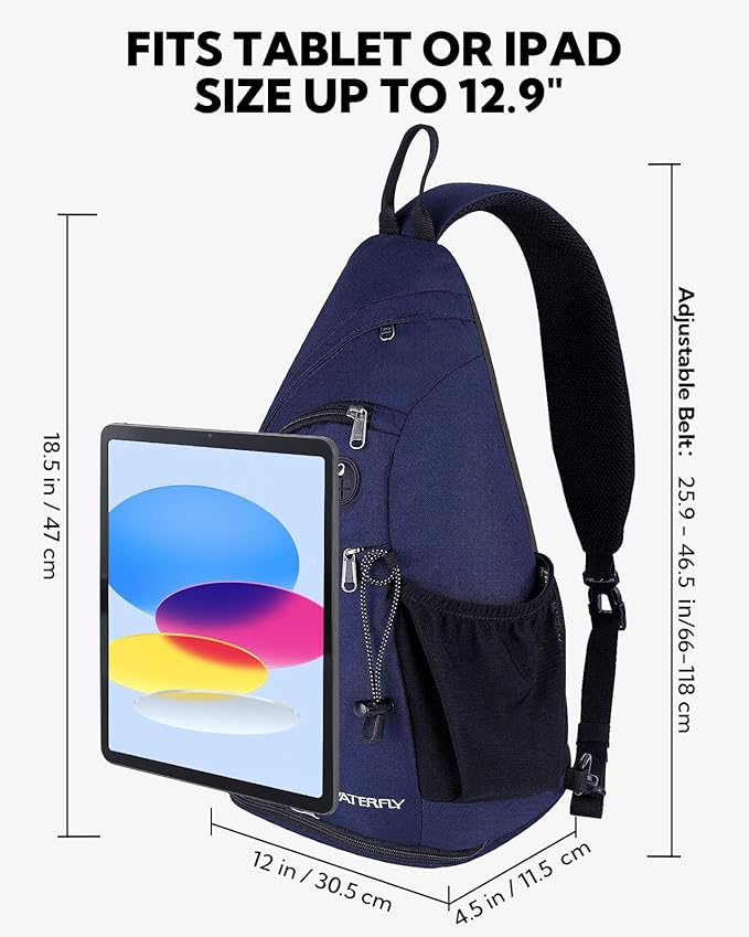 WATERFLY Sling Bag Sling Backpack Small Crossbody Shoulder Bag for Men Women Traveling Cycling Hiking Daypack