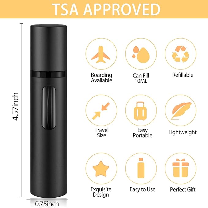 2PCS Perfume Travel Refillable Bottle, Bottom-Filling Fragrances Perfume Atomizer, Empty Mini Cologne Dispenser, Portable Sprayer Pocket Size for On the Go 10ml (Black & Dark Blue)