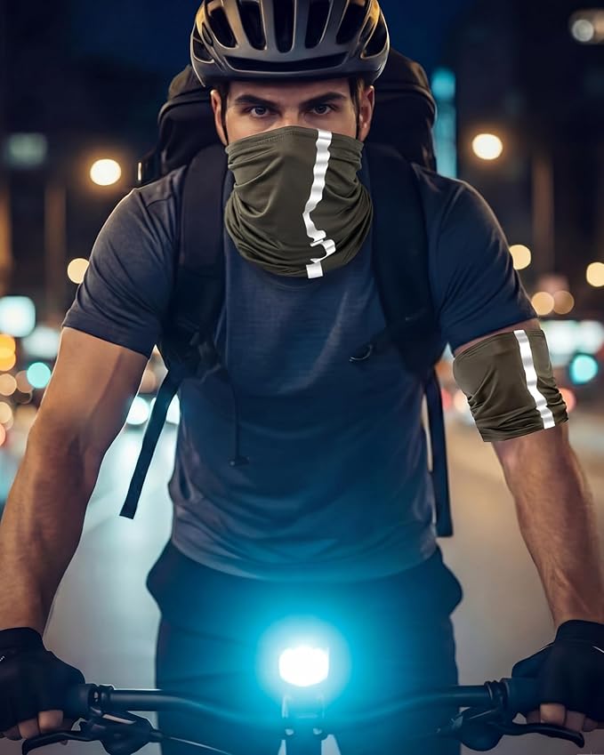 SATINIOR 8 Pcs Neck Gaiter Face Mask, Reflective Summer UV Protection Cooling Scarf Neon Breathable Bandana for Men Women